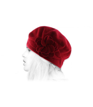 bonnet fleur rouge laine Capucine hermès